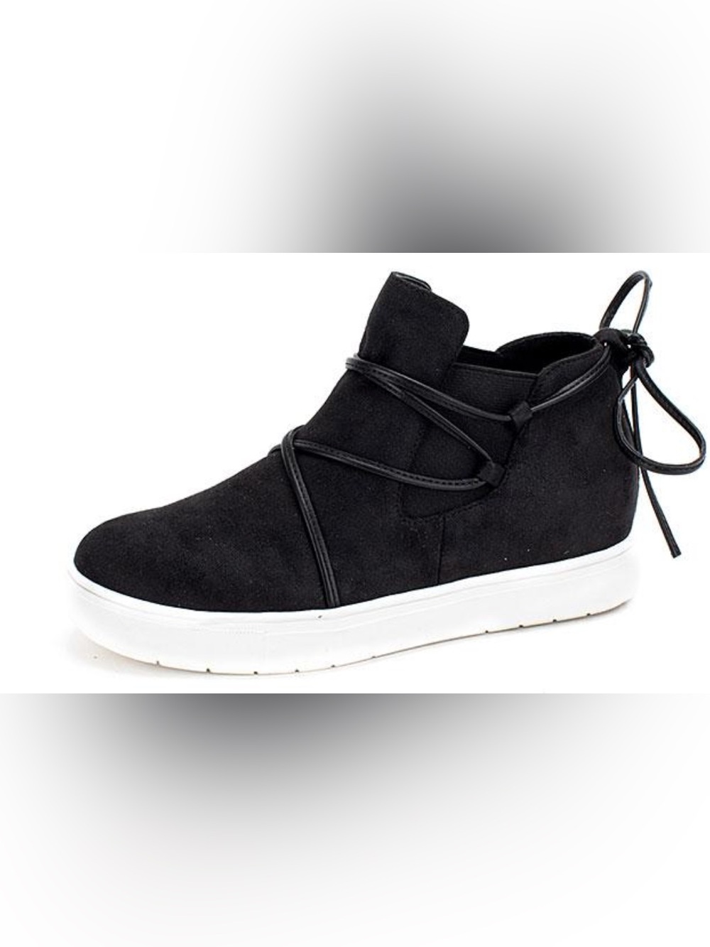Black Slip-On Suede Sneaker with White Sole